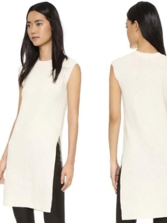 Helmut Lang Tops - Helmut Lang Wool Cashmere Sleeveless Knit Tunic Sweater Dress Ivory Cream, Small
